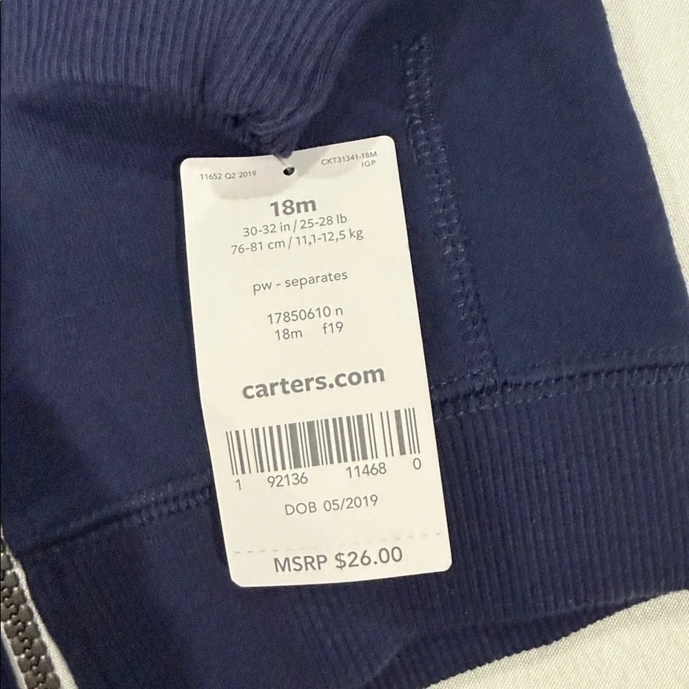 Carter's Classic Navy Zip-Up Hoodie